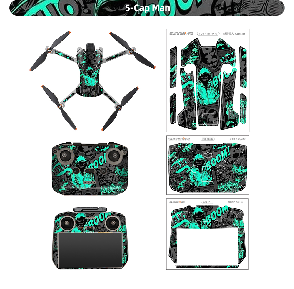 SunnylifeWaterproofPVCStickersDroneBodySkinProtectiveArmRemoteControlProtectorforDJIMini4PRORCDrone-2003395-11