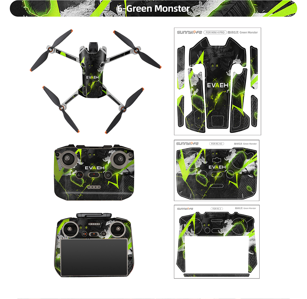 SunnylifeWaterproofPVCStickersDroneBodySkinProtectiveArmRemoteControlProtectorforDJIMini4PRORCDrone-2003395-12