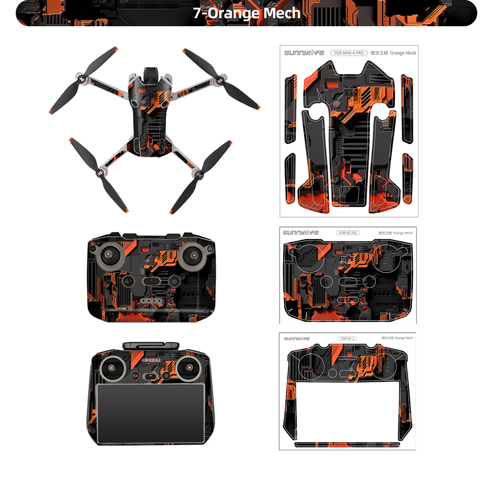 SunnylifeWaterproofPVCStickersDroneBodySkinProtectiveArmRemoteControlProtectorforDJIMini4PRORCDrone-2003395-13