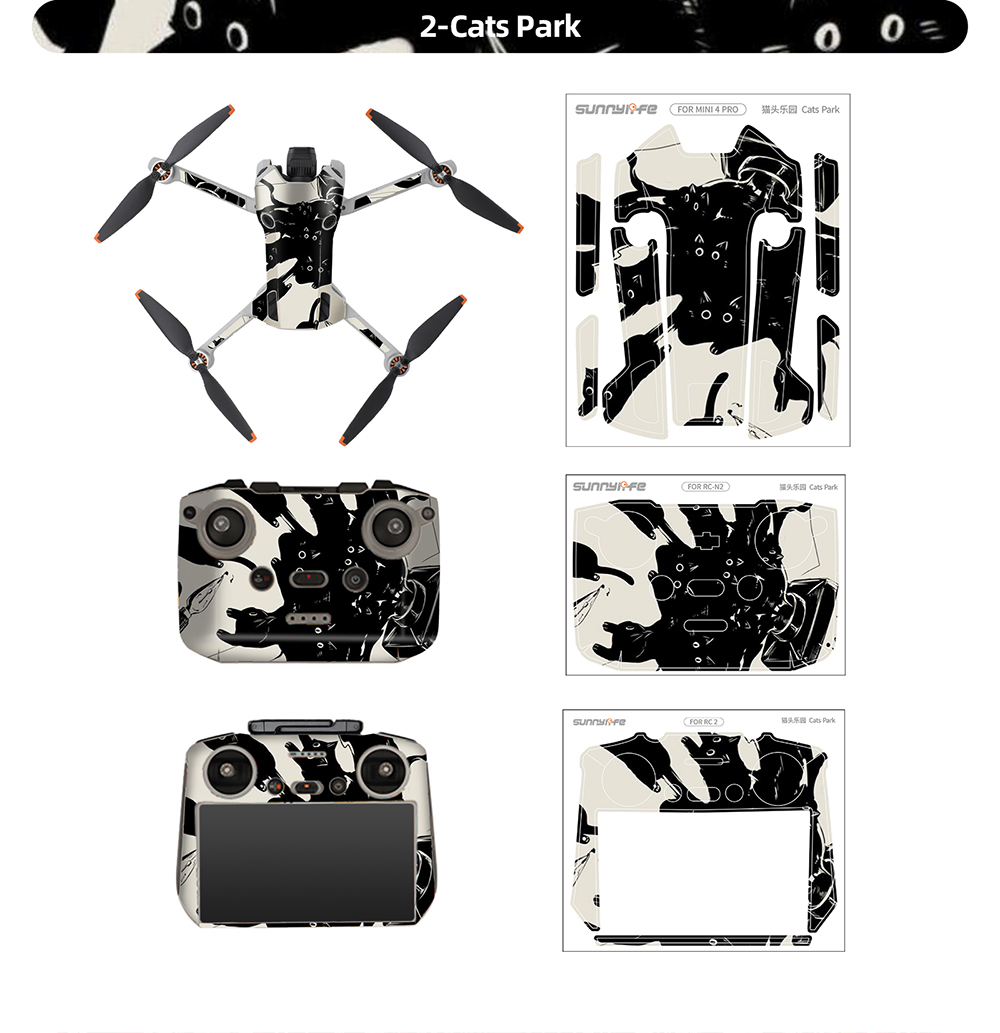 SunnylifeWaterproofPVCStickersDroneBodySkinProtectiveArmRemoteControlProtectorforDJIMini4PRORCDrone-2003395-8
