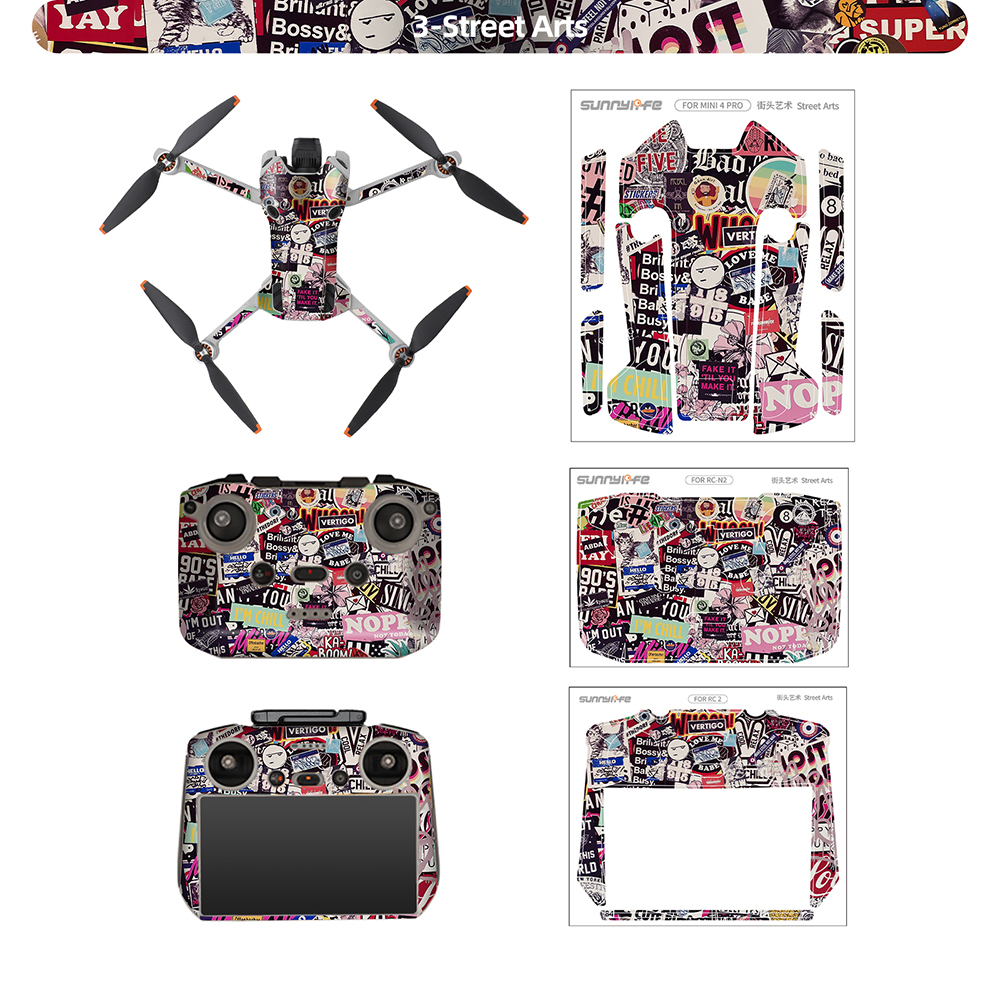 SunnylifeWaterproofPVCStickersDroneBodySkinProtectiveArmRemoteControlProtectorforDJIMini4PRORCDrone-2003395-9