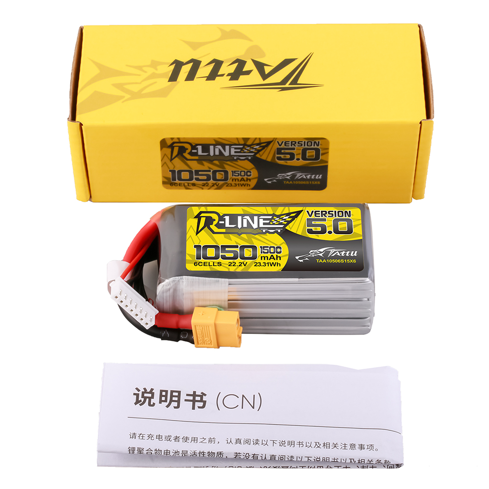 TATTUR-LINEV50222V1050mAh150C6S1PLiPoBatteryXT60PlugforRCDrone-2006566-5