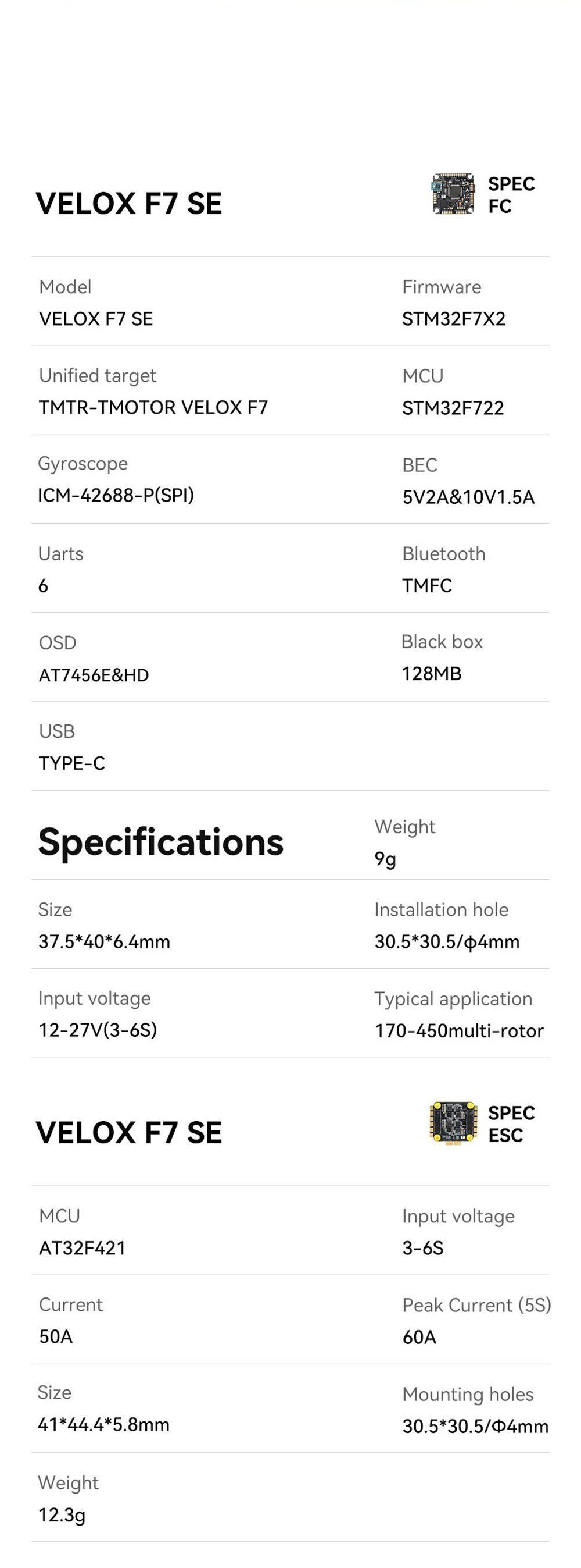 TMOTORVeloxF7SEV50AStackF7WirelessBuletoothFlightControllerand50A3-6S4in1ESCSupportDigitalHDAnalogfo-2013922-4