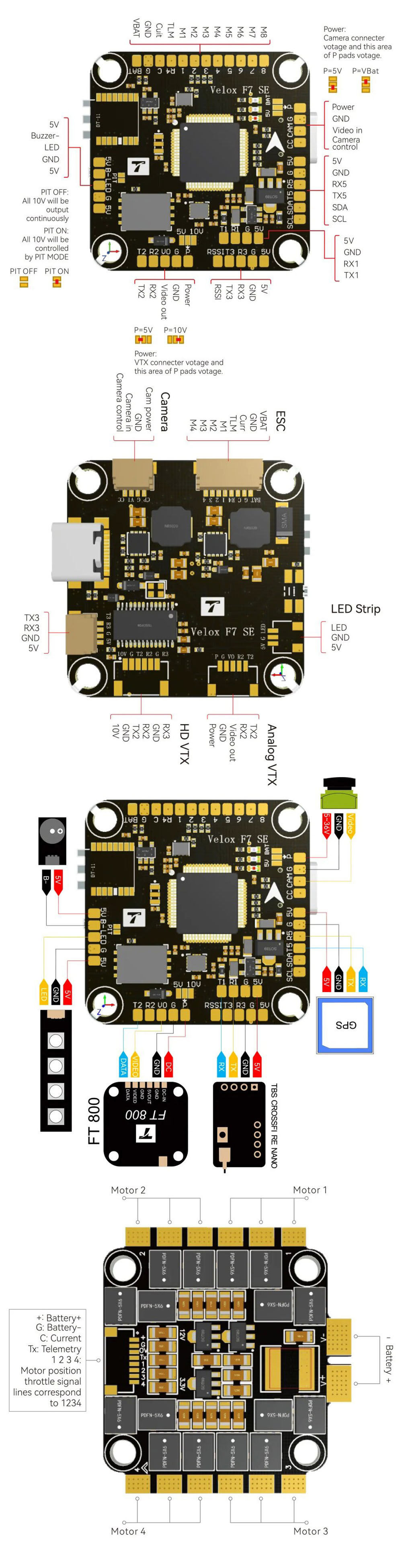 TMOTORVeloxF7SEV50AStackF7WirelessBuletoothFlightControllerand50A3-6S4in1ESCSupportDigitalHDAnalogfo-2013922-5