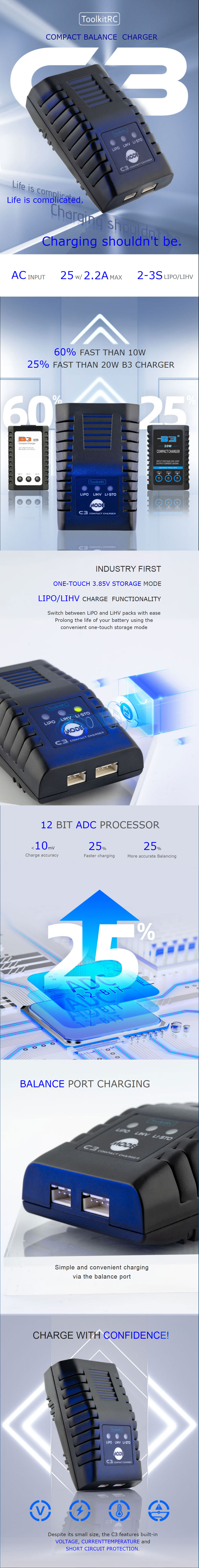 ToolkitRCC32-3SLipoLiHVChargeFunctionalityConvenientOne-touchStorageModeCompactACBalanceCharger-1981357-1