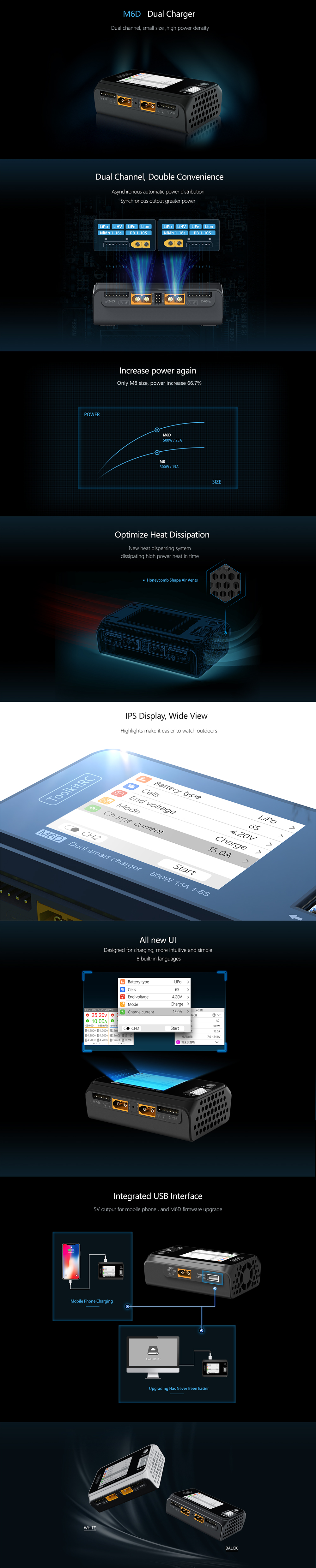 ToolkitRCM6D500W15AHighPowerDCDualSmartChargerDischargerfor1-6SLipoLiHVLionNiMhPbBattery-1675090-1