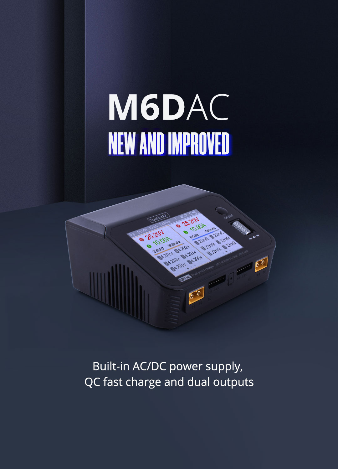 ToolkitRCM6DACAC200WDC700W15A2USB-C65WQC30DualChannelSmartLipoBatteryChargerDischargerfor1-6SLipoBat-1852812-1