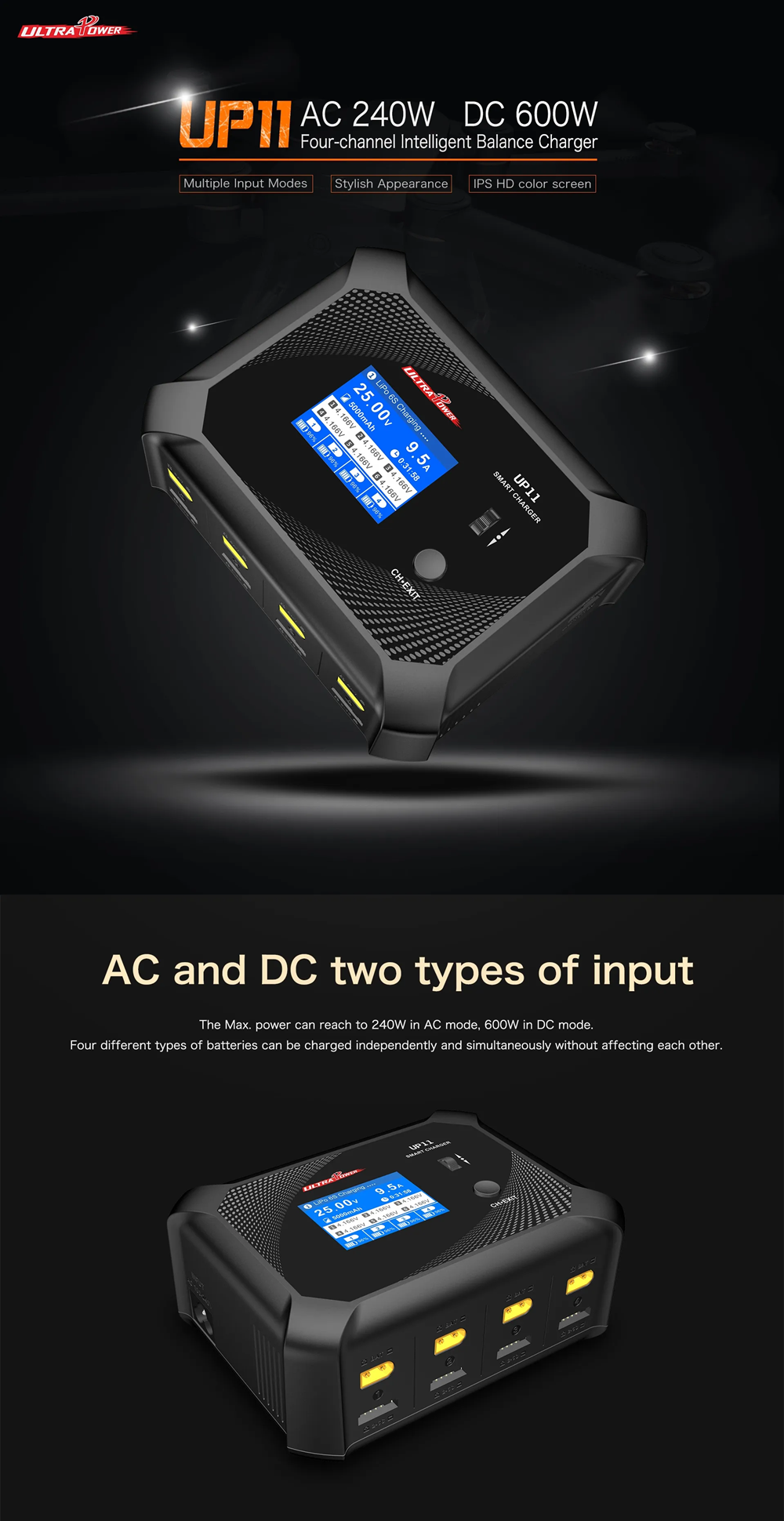ULTRAPOWERUP11100-240VAC240WDC600W12A4PortsLCDBatteryBalanceChargerDischargerBuilt-inMultipleLanguag-1985910-1