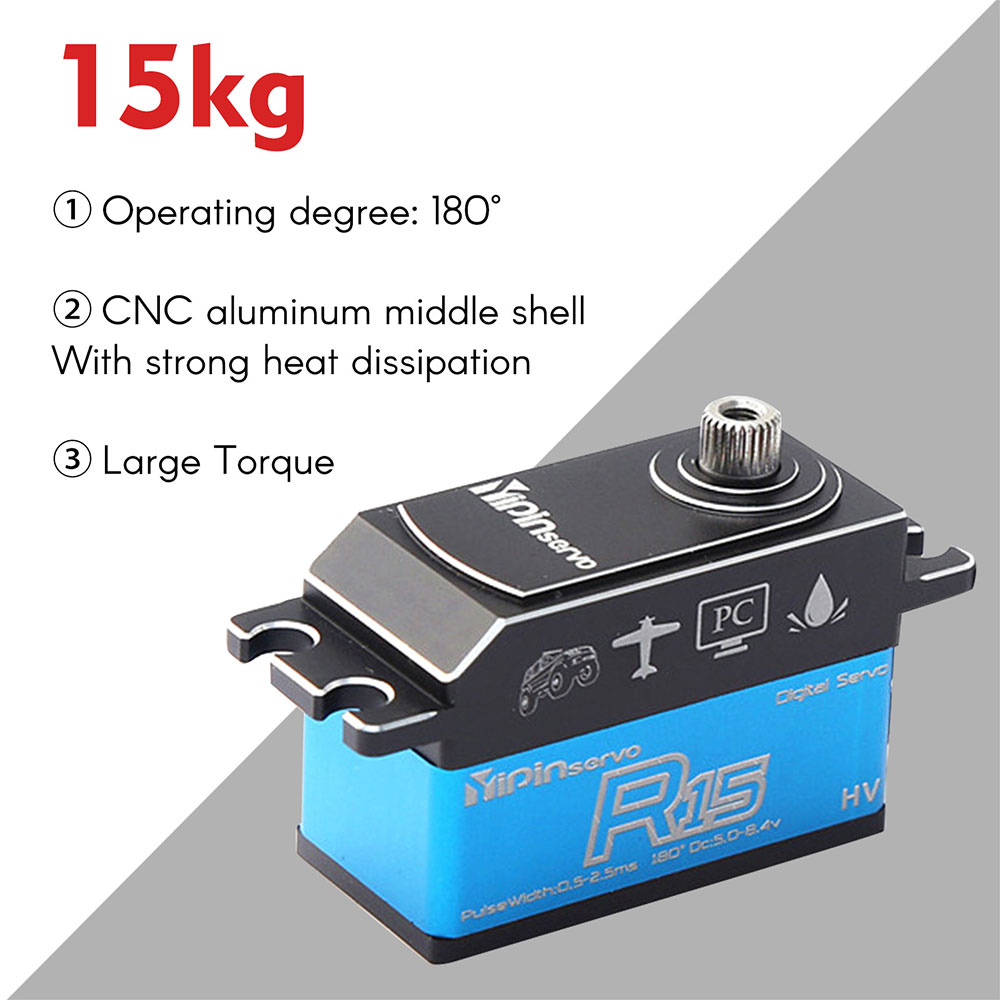 YIPINSERVO15KGDigitalServoMetalGearServoWaterprooffor18110ScaleRCCarsRobotManipulatorRCParts-2007406-1