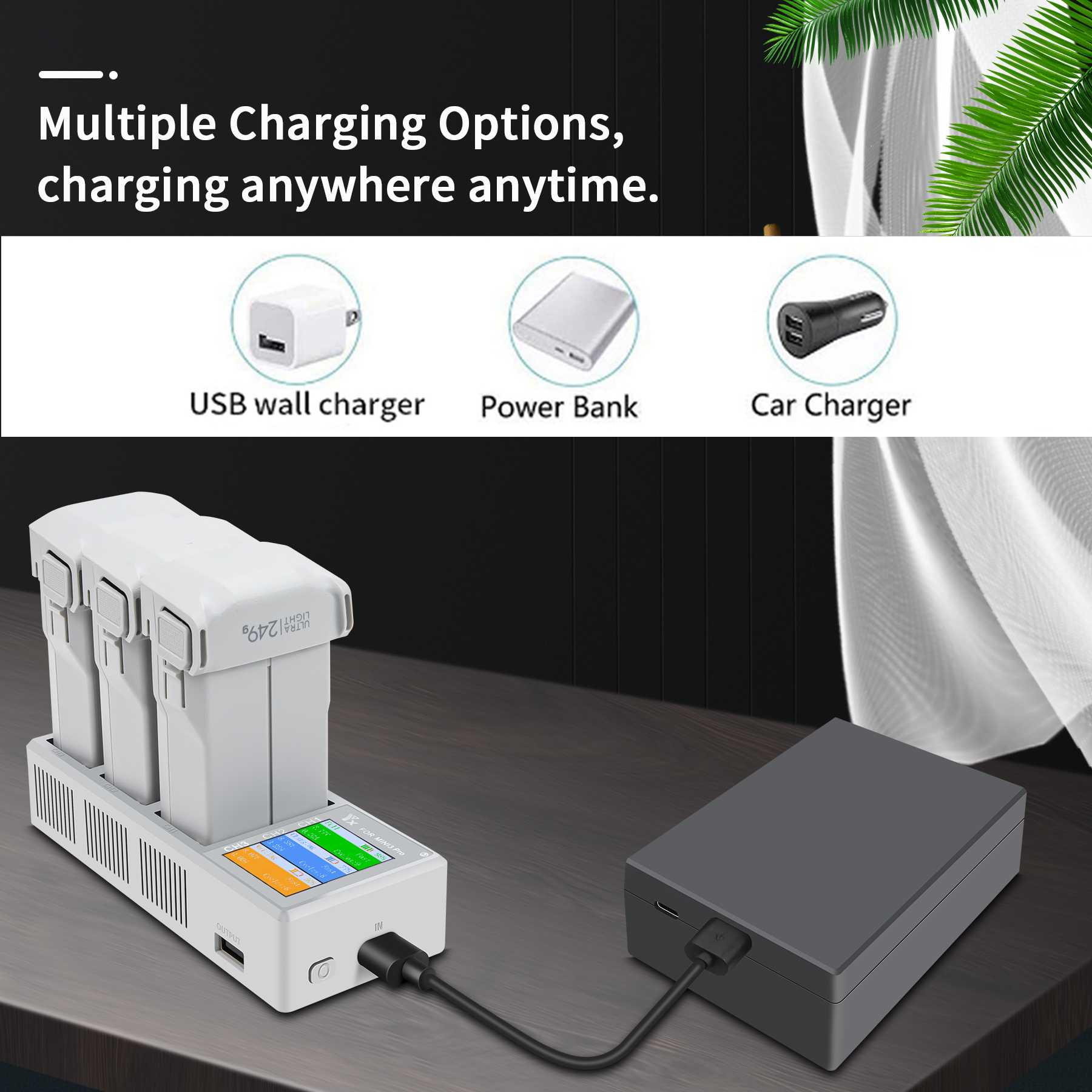 YX3-in-1IntelligentFastChargingHubScreenDigitalDisplayBatteriesChargerUSBHousekeeperforDJIMINI3PROMi-1980074-6