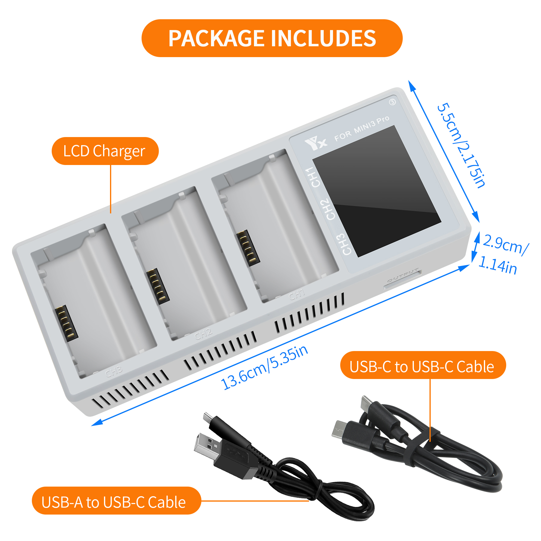 YX3-in-1IntelligentFastChargingHubScreenDigitalDisplayBatteriesChargerUSBHousekeeperforDJIMINI3PROMi-1980074-8