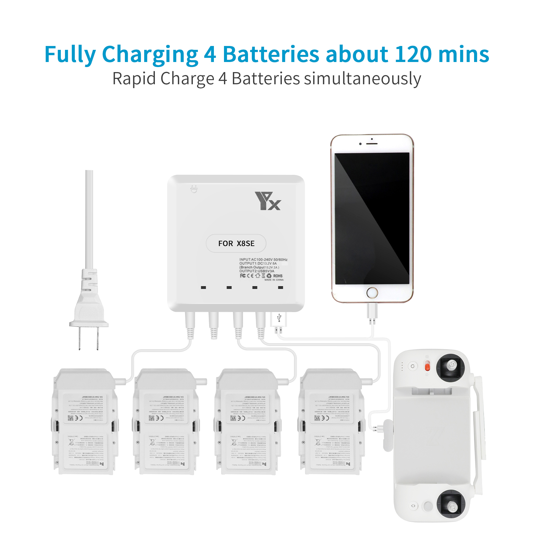 YX6-in-1MultiChargingHubIntelligentBatteryRemoteControlPhoneMulti-charge6-wayChargerforFIMIX8SERCDro-1977021-4