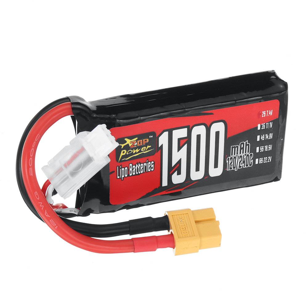 ZOPPower2S74V1500mAh120240C111WhLiPoBatteryXT60PlugforWltoys144001RCCar-2002602-4