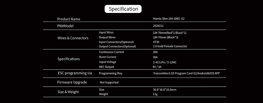 ZTWMantisSlim20AG2New32-BitBrushlessESCWith6V3ABEC2-4SforF3PRCAirplane-1999507-9