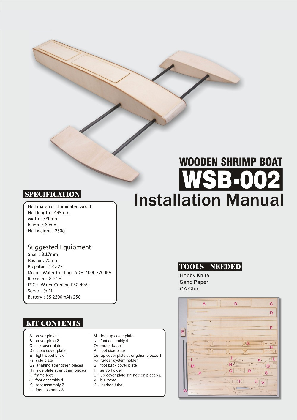 B061B068DIYRCSpeedBoatKitWoodenSponsonOutriggerShrimpModel-1814577-3