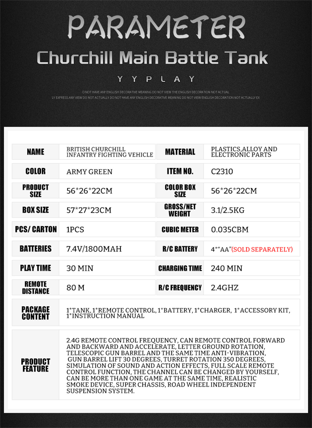 COOLBANKModelUK11624GRCMainBattleTankSmokeSoundRecoilShootingLEDLightSimulatedVehiclesModelsRTRToys-2010403-3