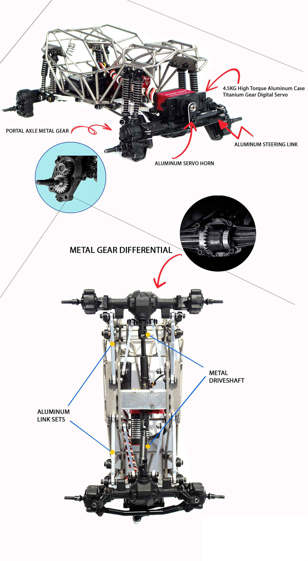 FURITEKHIROYAMAPROFUR-22501244X4RCCarTitaniumKitBrushlessMicroRockCrawlerTruckwithMiniRocketmanTrans-1991145-2