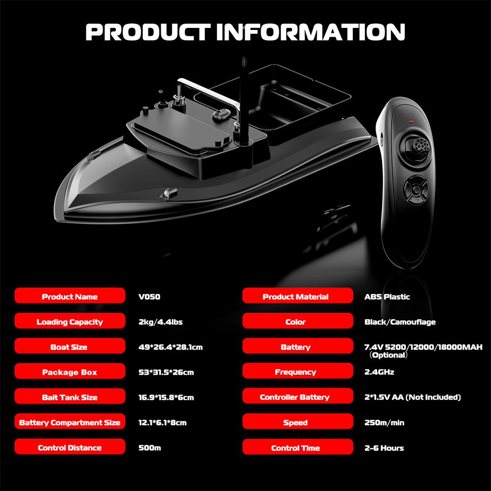 FlytecV050RTR24GFishingBaitRCBoat500mDistanceIntelligentDualPowerSupplyFixedSpeedCruise2kgBaitLoadin-2010624-16