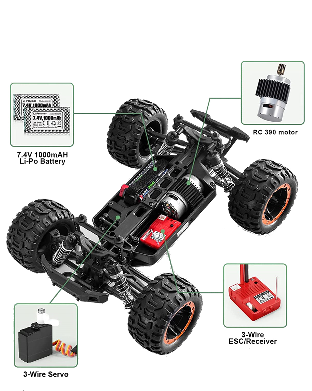 HBX16889ABrushed11624G4WD30kmhRCCarwithLEDLightElectricOff-RoadTruckRTRModel-1599864-3