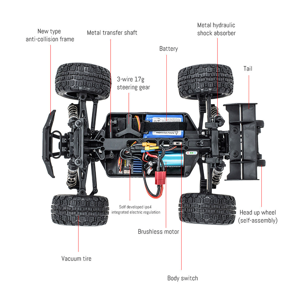 HBX16890A11624G4WD45kmhBrushlessRCCarHighSpeedFastOff-RoadTruckFullProportionalVehiclesModelsRTRToys-1990109-2
