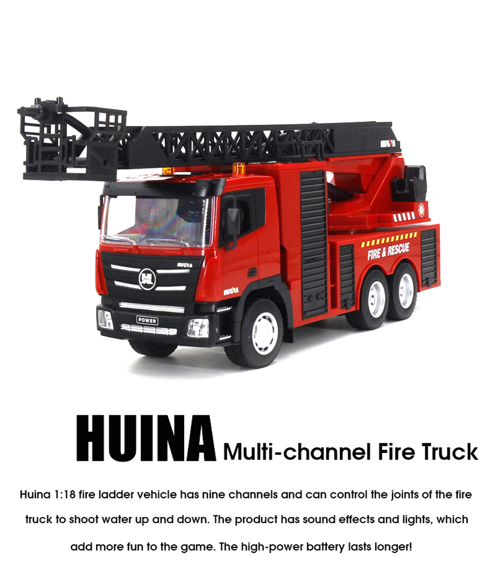 HUINA13611189CHSemi-AlloyRemoteControlEngineeringToyFireClimbingRescueAerialLadderVehicleRCCarModels-1996510-1