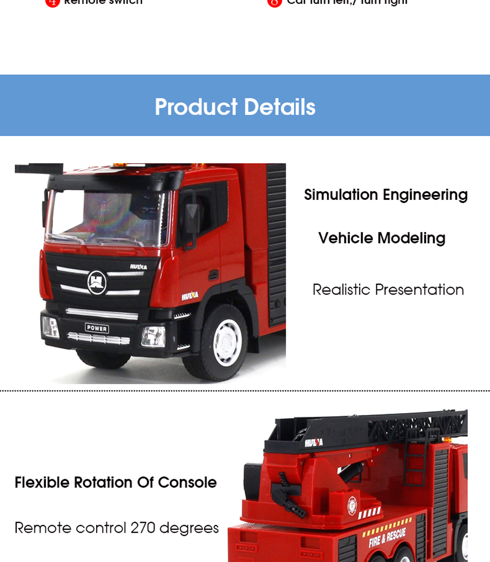 HUINA13611189CHSemi-AlloyRemoteControlEngineeringToyFireClimbingRescueAerialLadderVehicleRCCarModels-1996510-4