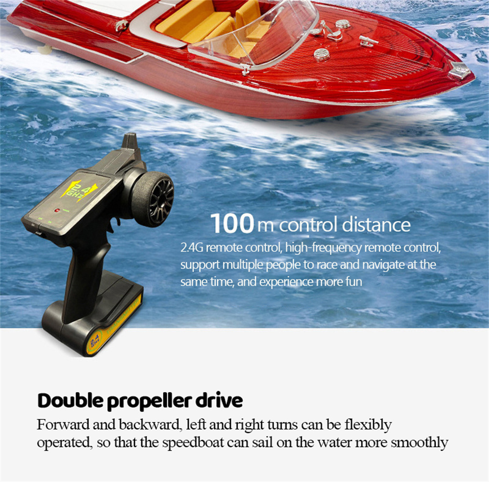 HUIQISK1RTR24G25kmhRCBoatRemoteControlRacingShipWaterproofWoodSpeedboatToysVehicleRetroModels-1985329-5