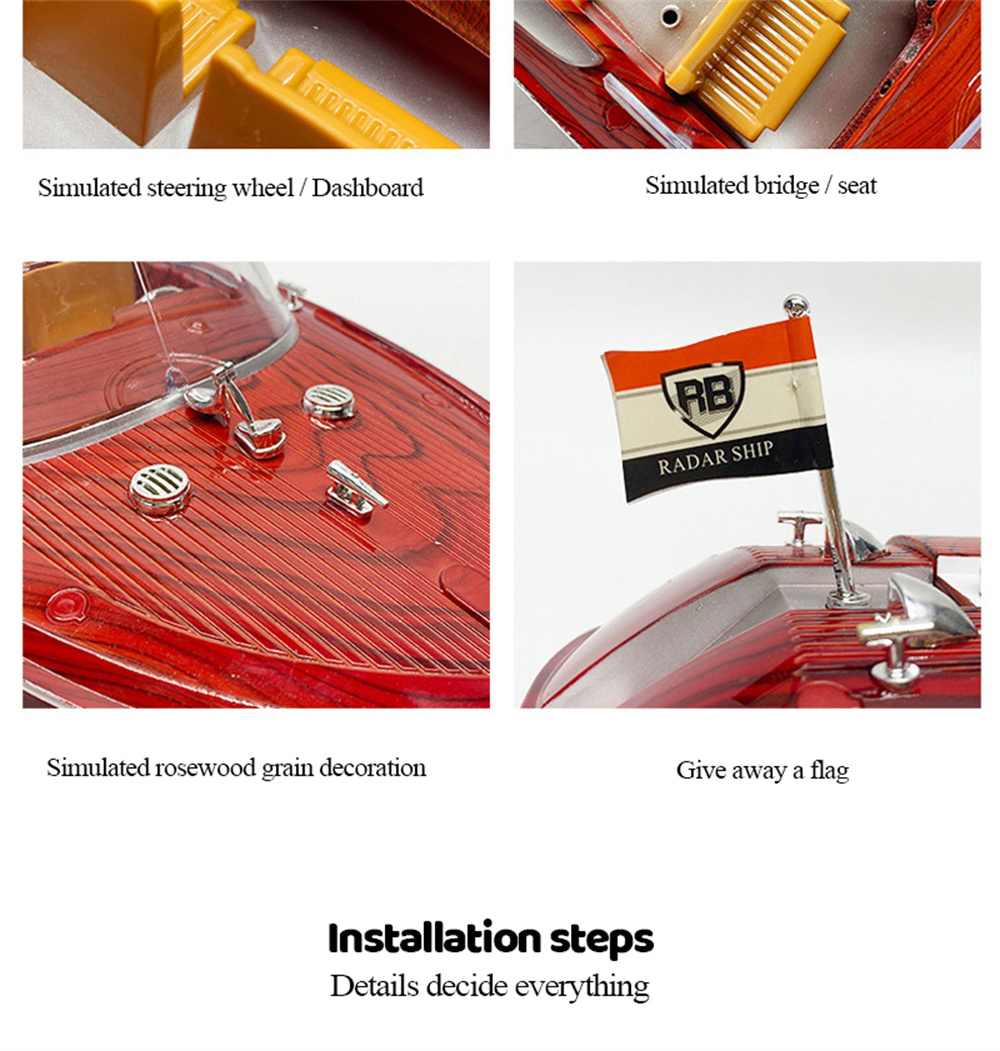 HUIQISK1RTR24G25kmhRCBoatRemoteControlRacingShipWaterproofWoodSpeedboatToysVehicleRetroModels-1985329-9