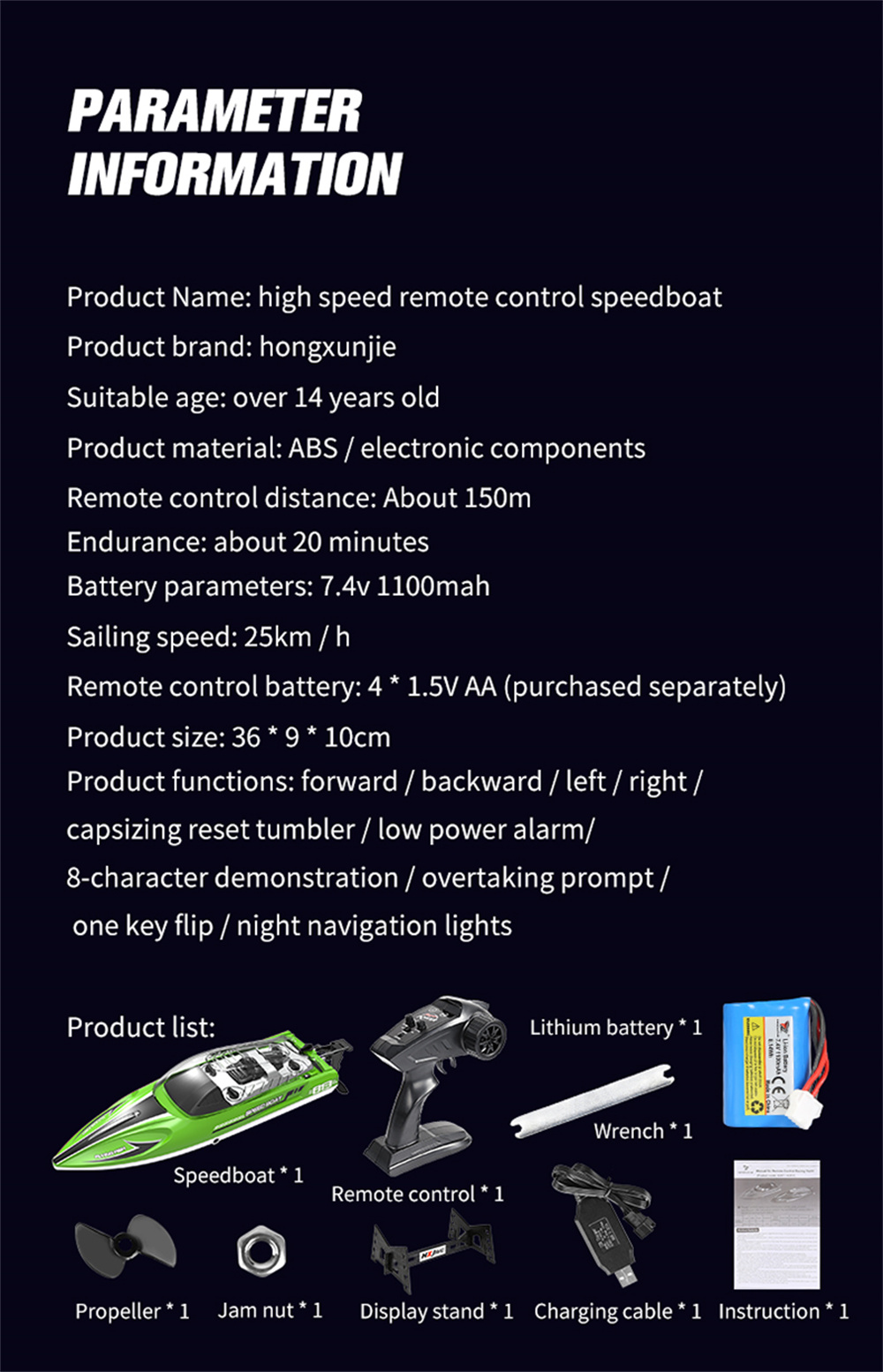 HXJRCHJ81324G4CHRCBoatHighSpeedLEDLightCapsizedResetSpeedboatWaterproof25kmhElectricRacingVehiclesMo-1993837-14
