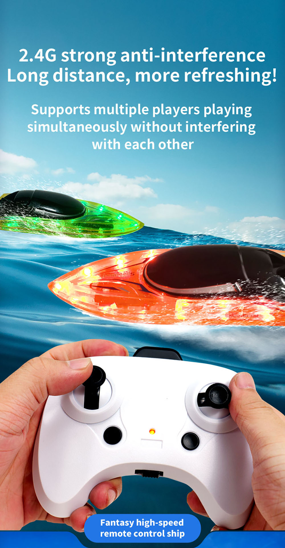 JJRCS13RTR2430kmhRCBoatLEDLightCapsizedResetHighSpeedRacingWaterproofShipVehiclesModelsToys-2015803-4