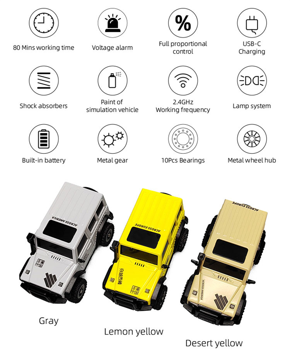 LDARCX4314324G4WDRCCarRockCrawlerMiniClimbingLEDLightOff-RoadVehiclesModelsRemoteControlRacingToys-1998293-6