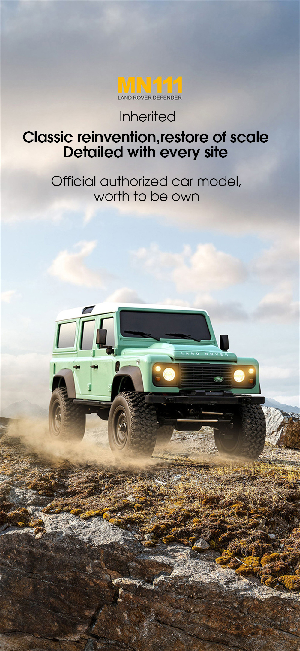 MNRCMN111DIYKIT1184X4RCCarLEDLightClimbingRockCrawlerOff-RoadTruckPortalAxleAlloyShellToysClassicVeh-1992013-3