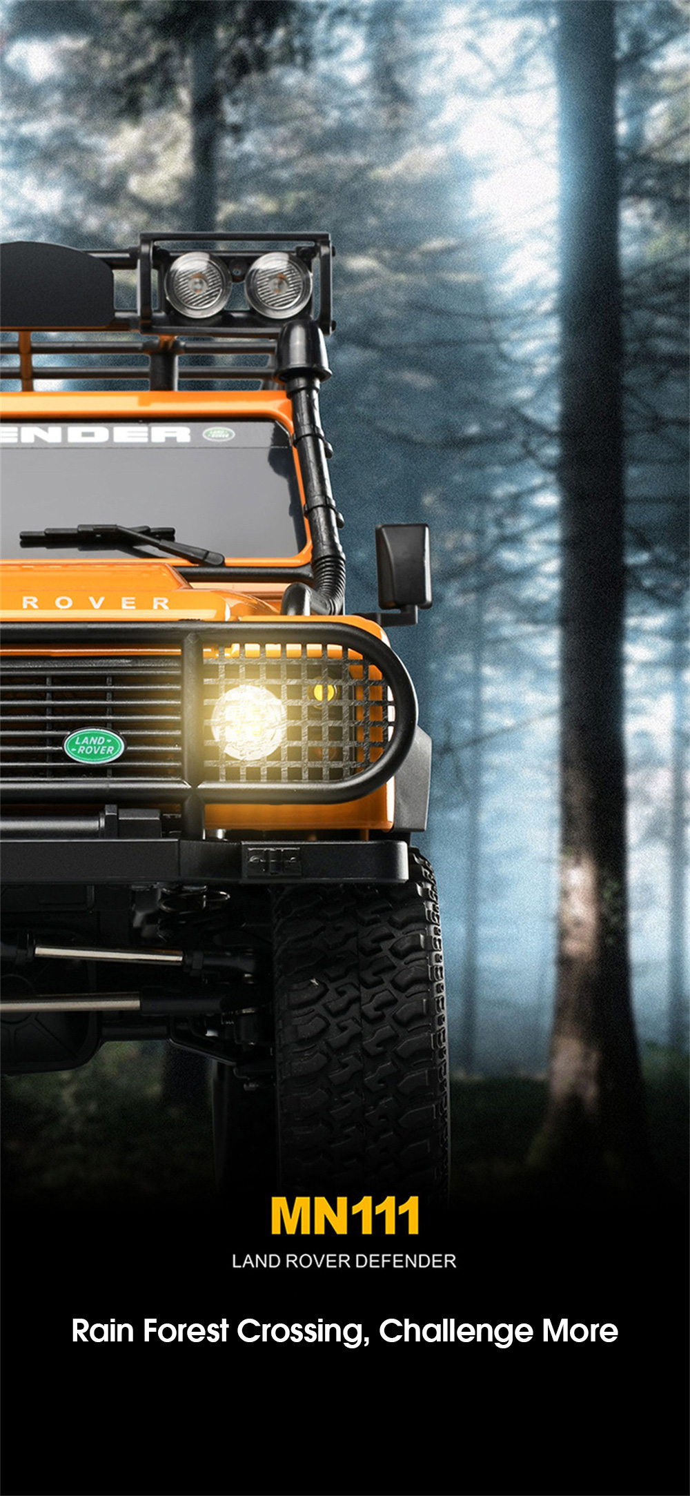 MNRCMN111DIYKIT1184X4RCCarLEDLightClimbingRockCrawlerOff-RoadTruckPortalAxleAlloyShellToysClassicVeh-1992013-8