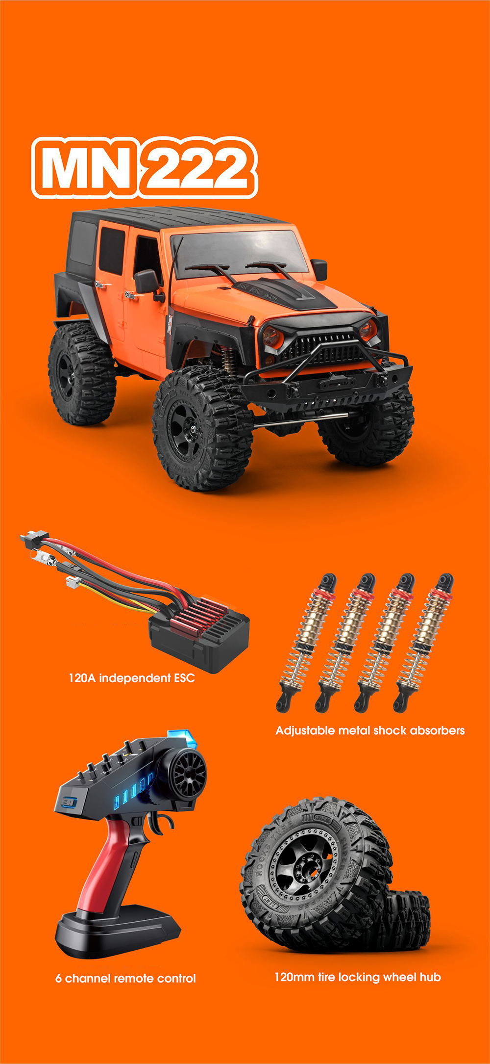 MNRCMN222RTR11024G4WDRCCarRockCrawlerLEDLightOff-RoadClimbingTruckFullProportionalVehiclesModelsToys-2013004-2