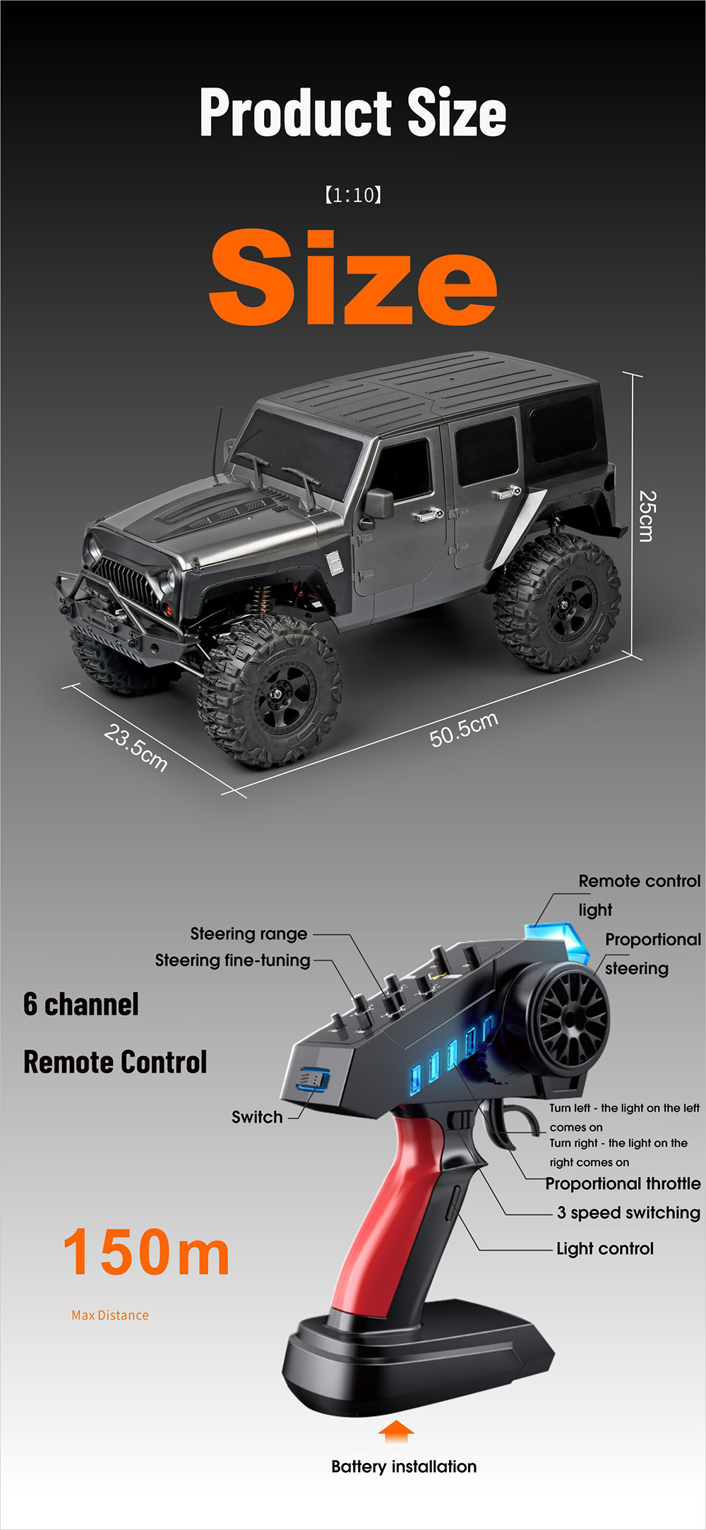 MNRCMN222RTR11024G4WDRCCarRockCrawlerLEDLightOff-RoadClimbingTruckFullProportionalVehiclesModelsToys-2013004-12