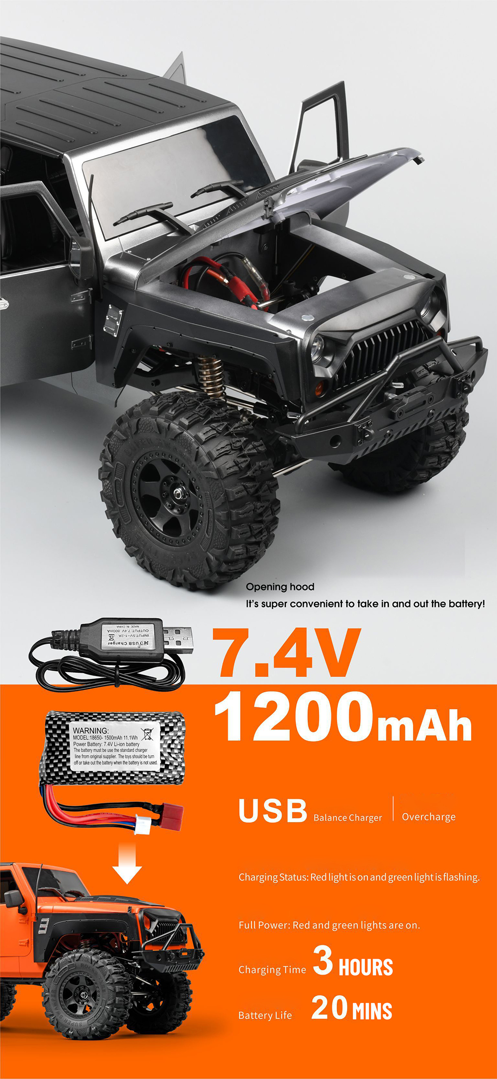 MNRCMN222RTR11024G4WDRCCarRockCrawlerLEDLightOff-RoadClimbingTruckFullProportionalVehiclesModelsToys-2013004-13