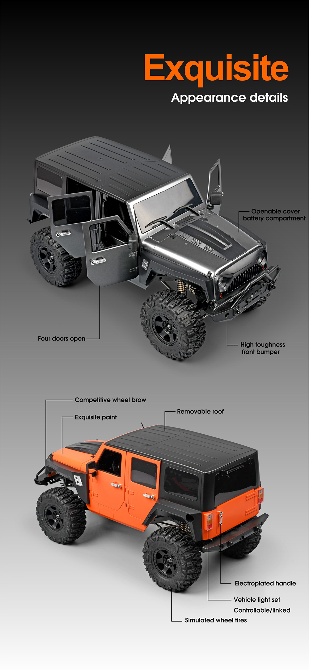 MNRCMN222RTR11024G4WDRCCarRockCrawlerLEDLightOff-RoadClimbingTruckFullProportionalVehiclesModelsToys-2013004-4