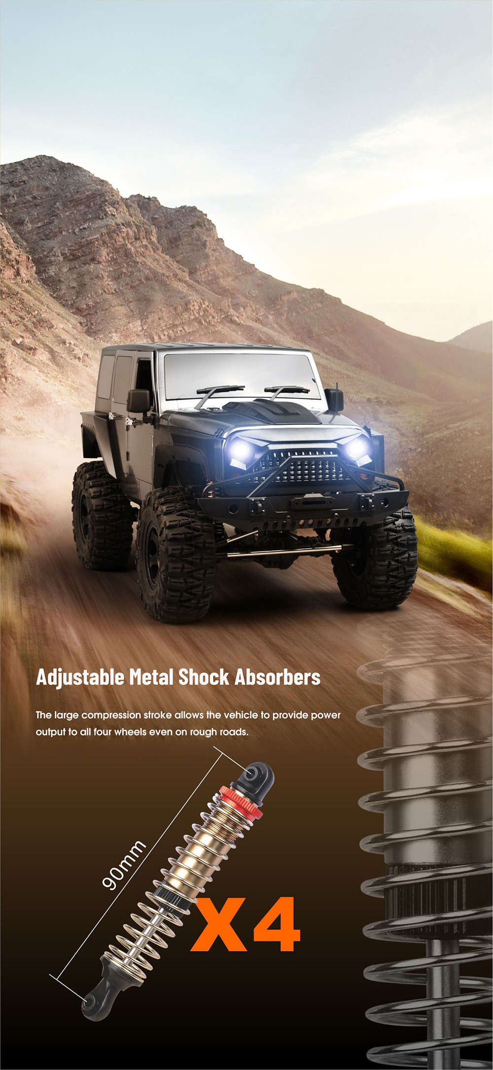 MNRCMN222RTR11024G4WDRCCarRockCrawlerLEDLightOff-RoadClimbingTruckFullProportionalVehiclesModelsToys-2013004-9