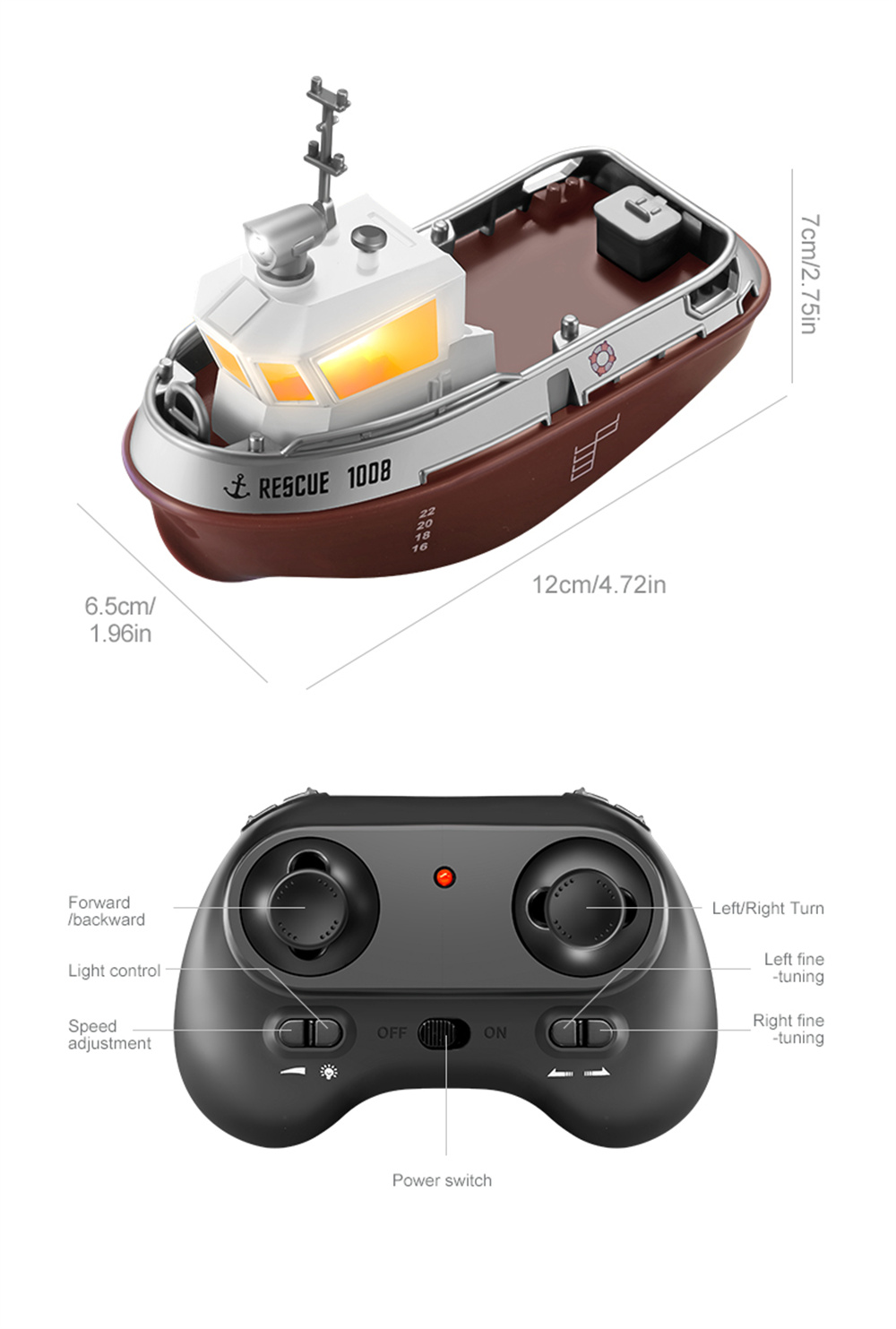 S82013224GMiniRCBoatLEDLightDualMotorWaterproofRemoteControlRescue1008WirelessElectricVehiclesModels-2015774-19