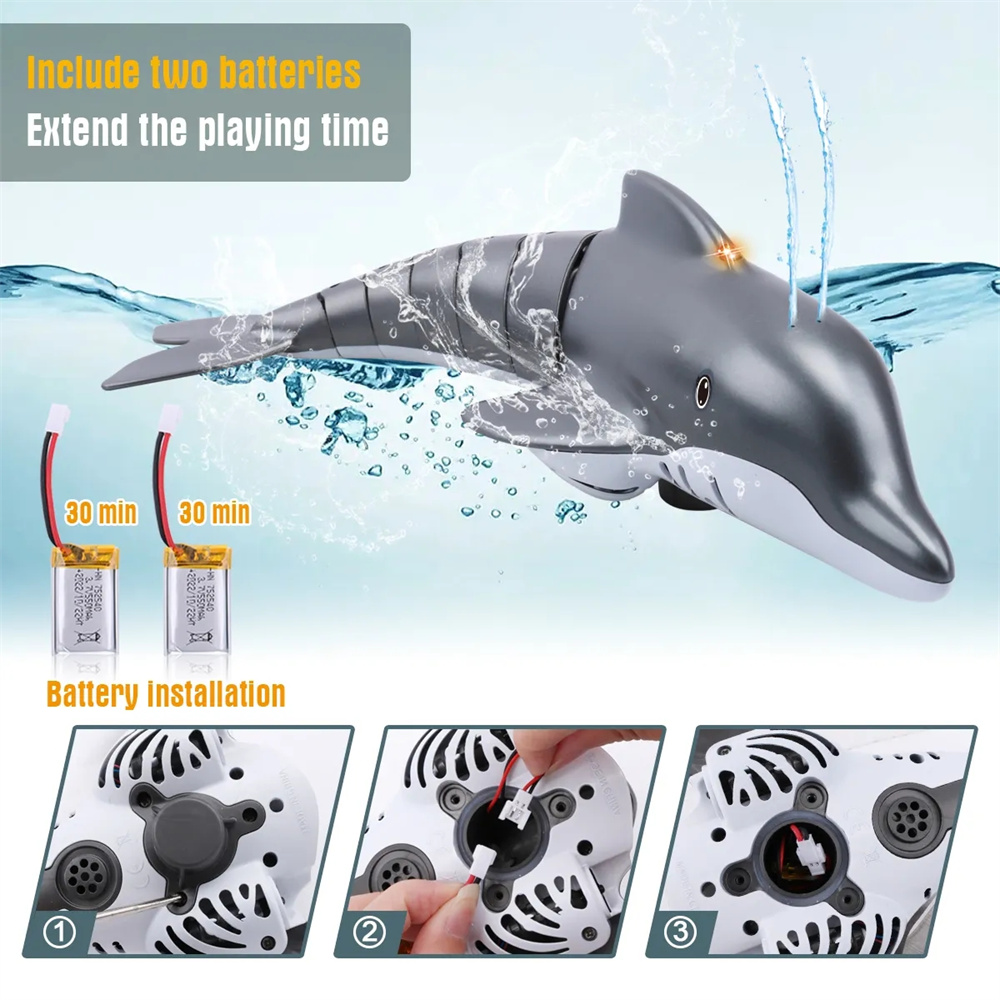 StuntRCDolphin24GWhaleSprayWaterToysRemoteControlledBoatShipSubmarineRobotsFishElectricKidsChildrenG-1992300-2