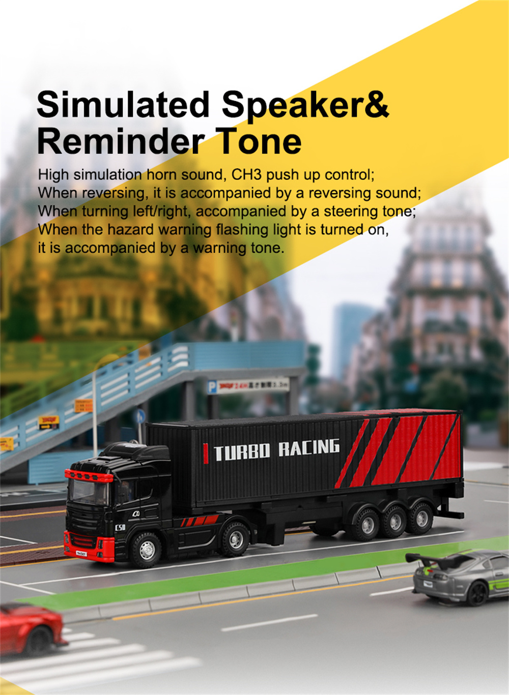 TurboRacingC5017624G4WDRCCarSemi-TruckTractorTrailerHeadsLEDLightsSoundsRemoteControlVehiclesModelsR-2001330-5