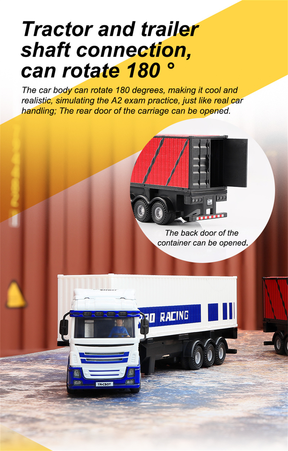 TurboRacingC5017624G4WDRCCarSemi-TruckTractorTrailerHeadsLEDLightsSoundsRemoteControlVehiclesModelsR-2001330-7