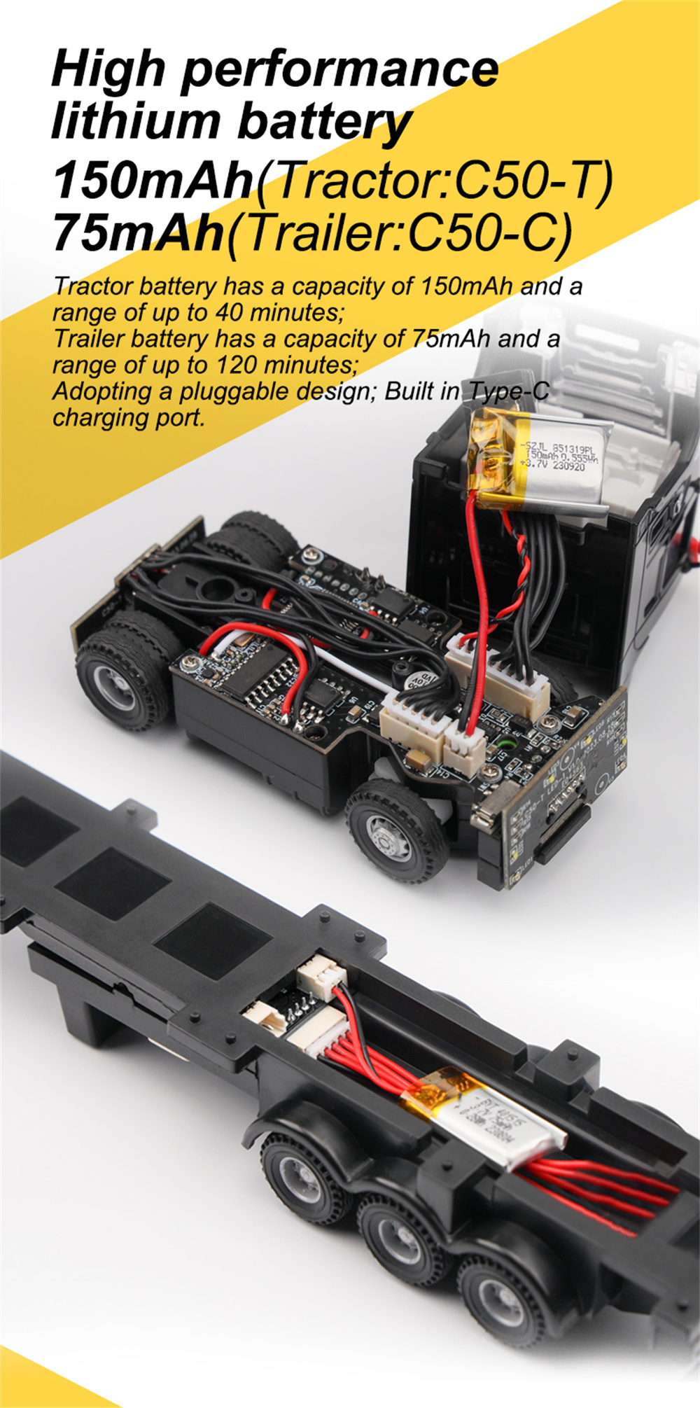 TurboRacingC5017624G4WDRCCarSemi-TruckTractorTrailerHeadsLEDLightsSoundsRemoteControlVehiclesModelsR-2001330-10