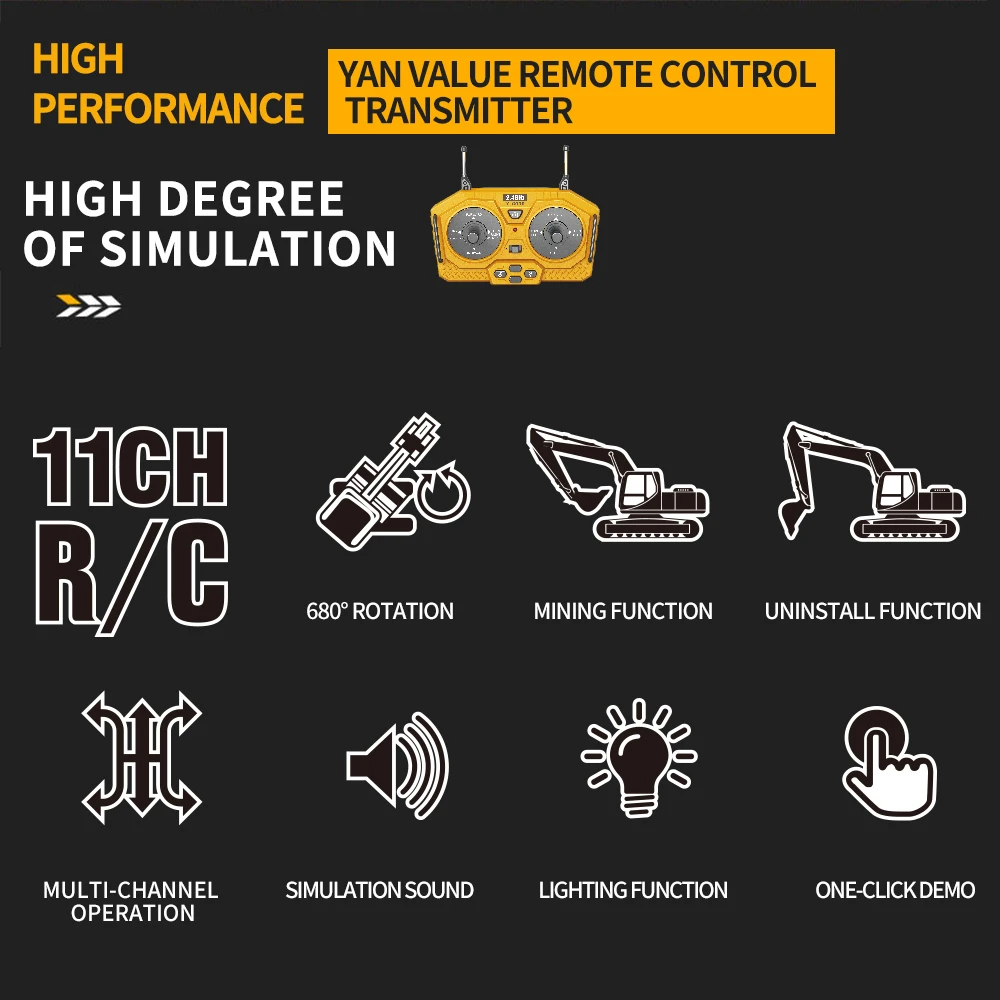 YIGONG258-2112024G9CHRCCarDumpTruckLEDLightMusicConstructionEngineeringVehiclesModelsToysKidsChildre-2015623-2