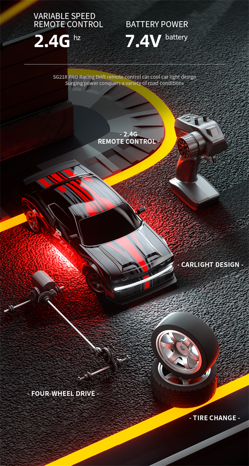ZLLSG218PRO11624G4WDRCCarDriftOn-RoadHighSpeedRacingLEDLightFullProportionalVehiclesModelRTRToys-2015657-2