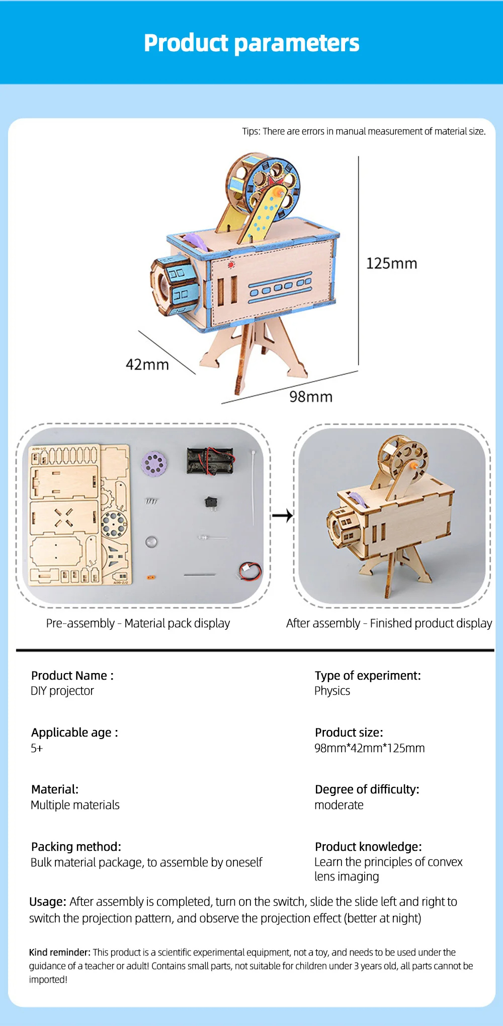 DIYProjectorScienceEducationExperimentKitModelToyPhysicsKidsChildrenGiftProject-2015281-4