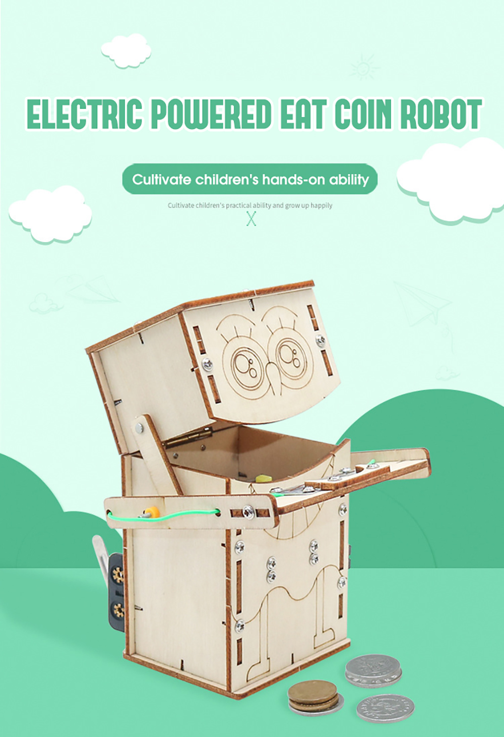WoodenElectricPoweredCoin-EatingRobotManualDIYPuzzleAssemblyTechnologySmallProductionCreativeInventi-2013423-1