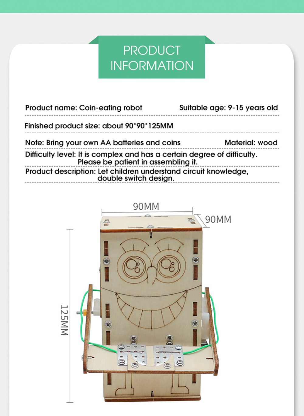 WoodenElectricPoweredCoin-EatingRobotManualDIYPuzzleAssemblyTechnologySmallProductionCreativeInventi-2013423-3
