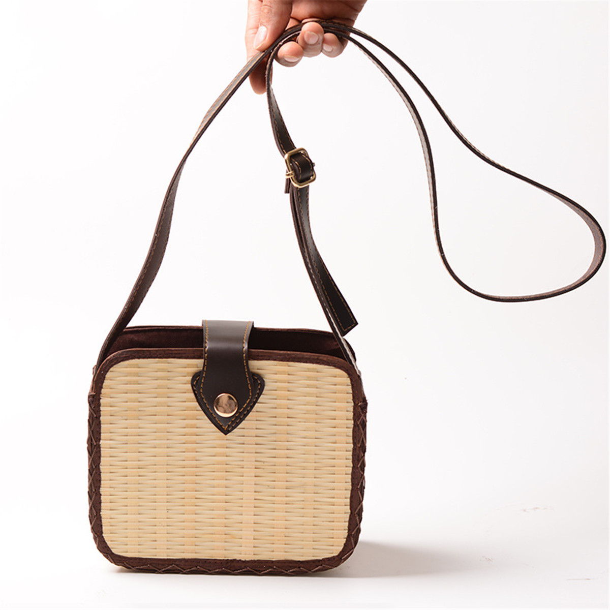 WomenGirlSummerSquareBambooBuckleBagRattanStrawBeachCrossbodyToteVintage-1638965-2