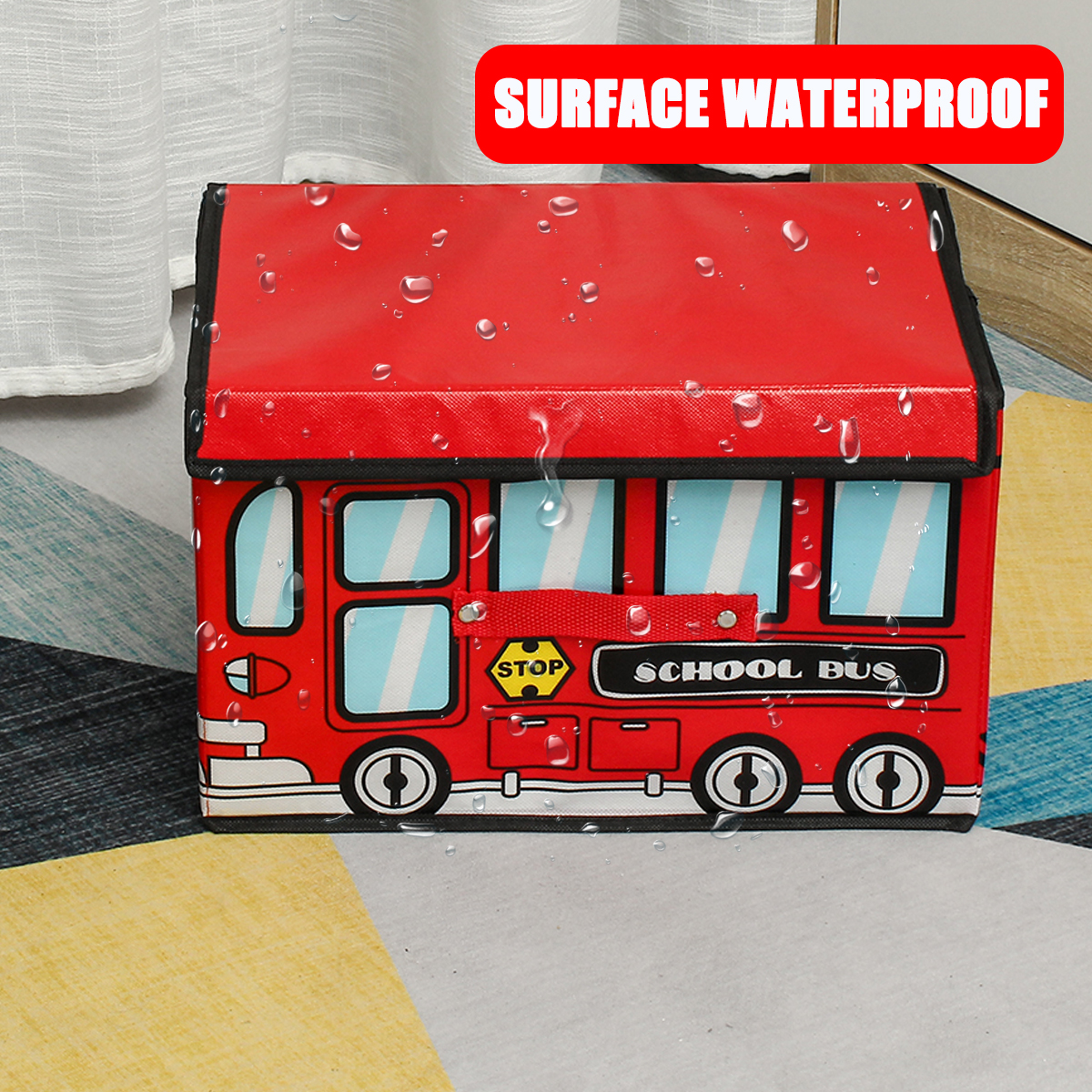 18LWaterproofBusShapeChildrenKidsToysStorageBoxFoldableNon-wovenCartoonCarPatternToysBasket-1795293-2